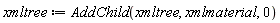 xmltree := AddChild(xmltree, xmlmaterial, 0)
