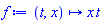 proc (t, x) options operator, arrow; x*t end proc