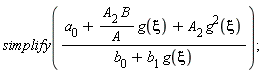 simplify((a[0]+A[2]*B*g(xi)/A+A[2]*g(xi)^2)/(b[0]+b[1]*g(xi)))