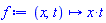 proc (x, t) options operator, arrow; x*t end proc