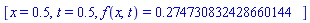[x = .5, t = .5, f(x, t) = .274730832428660144]