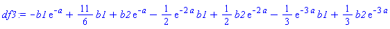 -b1*exp(-a)+(11/6)*b1+b2*exp(-a)-(1/2)*exp(-2*a)*b1+(1/2)*b2*exp(-2*a)-(1/3)*exp(-3*a)*b1+(1/3)*b2*exp(-3*a)