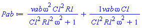 vab*omega^2*C1^2*R1/(C1^2*R1^2*omega^2+1)+I*vab*omega*C1/(C1^2*R1^2*omega^2+1)