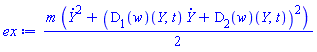 (1/2)*m*((diff(Y(t), t))^2+((D[1](w))(Y(t), t)*(diff(Y(t), t))+(D[2](w))(Y(t), t))^2)