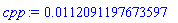 0.112091197673597e-1
