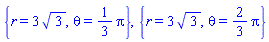 {r = 3*3^(1/2), theta = (1/3)*Pi}, {r = 3*3^(1/2), theta = (2/3)*Pi}