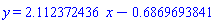 y = 2.112372436*x-.6869693841
