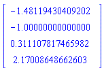 Vector[column]([[-1.48119430409202], [-1.00000000000000], [.311107817465982], [2.17008648662603]])