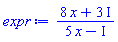 (8*x+3*I)/(5*x-I)