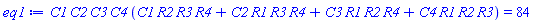 C1*C2*C3*C4*(C1*R2*R3*R4+C2*R1*R3*R4+C3*R1*R2*R4+C4*R1*R2*R3) = 84