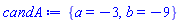 {a = -3, b = -9}