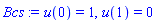 u(0) = 1, u(1) = 0