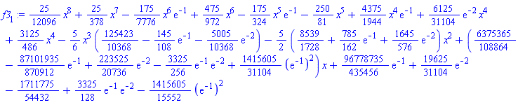 (25/12096)*x^8+(25/378)*x^7-(175/7776)*x^6*exp(-1)+(475/972)*x^6-(175/324)*x^5*exp(-1)-(250/81)*x^5+(4375/1944)*x^4*exp(-1)+(6125/31104)*exp(-2)*x^4+(3125/486)*x^4-(5/6)*x^3*(125423/10368-(145/108)*exp(-1)-(5005/10368)*exp(-2))-(5/2)*(8539/1728+(785/162)*exp(-1)+(1645/576)*exp(-2))*x^2+(6375365/108864-(87101935/870912)*exp(-1)+(223525/20736)*exp(-2)-(3325/256)*exp(-1)*exp(-2)+(1415605/31104)*(exp(-1))^2)*x+(96778735/435456)*exp(-1)+(19625/31104)*exp(-2)-1711775/54432+(3325/128)*exp(-1)*exp(-2)-(1415605/15552)*(exp(-1))^2