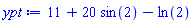 11+20*sin(2)-ln(2)