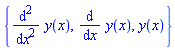 {diff(diff(y(x), x), x), diff(y(x), x), y(x)}