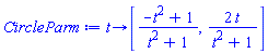 proc (t) options operator, arrow; [(-t^2+1)/(t^2+1), 2*t/(t^2+1)] end proc