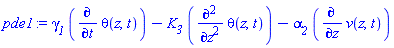 gamma__1*(diff(theta(z, t), t))-K__3*(diff(diff(theta(z, t), z), z))-alpha__2*(diff(v(z, t), z))