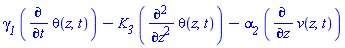 gamma__1*(diff(theta(z, t), t))-K__3*(diff(diff(theta(z, t), z), z))-alpha__2*(diff(v(z, t), z))