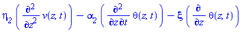 eta__2*(diff(diff(v(z, t), z), z))-alpha__2*(diff(diff(theta(z, t), t), z))-xi*(diff(theta(z, t), z))