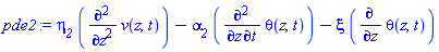 eta__2*(diff(diff(v(z, t), z), z))-alpha__2*(diff(diff(theta(z, t), t), z))-xi*(diff(theta(z, t), z))