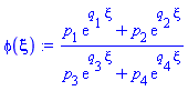 (p[1]*exp(q[1]*xi)+p[2]*exp(q[2]*xi))/(p[3]*exp(q[3]*xi)+p[4]*exp(q[4]*xi))