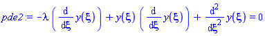 -lambda*(diff(y(xi), xi))+y(xi)*(diff(y(xi), xi))+diff(diff(y(xi), xi), xi) = 0