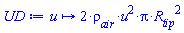 proc (u) options operator, arrow; 2*rho__air*u^2*Pi*R__tip^2 end proc