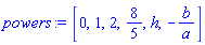 [0, 1, 2, 8/5, h, -b/a]