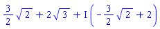 (3/2)*2^(1/2)+2*3^(1/2)+I*(-(3/2)*2^(1/2)+2)