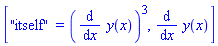 ["itself" = (diff(y(x), x))^3, diff(y(x), x)]