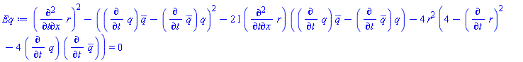 (diff(diff(r, t), x))^2-((diff(q, t))*conjugate(q)-(diff(conjugate(q), t))*q)^2-(2*I)*(diff(diff(r, t), x))*((diff(q, t))*conjugate(q)-(diff(conjugate(q), t))*q)-4*r^2*(4-(diff(r, t))^2-4*(diff(q, t))*(diff(conjugate(q), t))) = 0