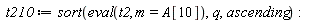 t210 := sort(eval(t2, m = A[10]), q, ascending)