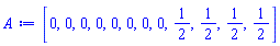 [0, 0, 0, 0, 0, 0, 0, 0, 1/2, 1/2, 1/2, 1/2]