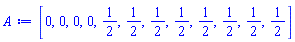 [0, 0, 0, 0, 1/2, 1/2, 1/2, 1/2, 1/2, 1/2, 1/2, 1/2]