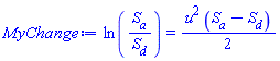 ln(S__a/S__d) = (1/2)*u^2*(S__a-S__d)