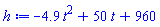 -4.9*t^2+50*t+960