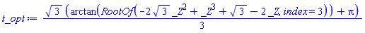 (1/3)*3^(1/2)*(arctan(RootOf(-2*3^(1/2)*_Z^2+_Z^3+3^(1/2)-2*_Z, index = 3))+Pi)