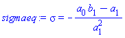 sigma = -(a[0]*b[1]-a[1])/a[1]^2