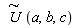 `#mover(mi("U"),mo("&sim;"))`(a, b, c)