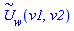 `#mover(mi("U"),mo("&sim;"))`(v1, v2, w)