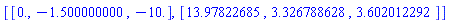 [[0., -1.500000000, -10.], [13.97822685, 3.326788628, 3.602012292]]
