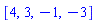 [4, 3, -1, -3]