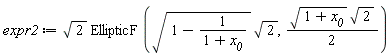 expr2 := sqrt(2)*EllipticF(sqrt(1-1/(x__0+1))*sqrt(2), (1/2)*sqrt(x__0+1)*sqrt(2))