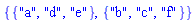 {{"a", "d", "e"}, {"b", "c", "f"}}