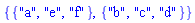 {{"a", "e", "f"}, {"b", "c", "d"}}
