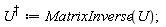 `#msup(mi("U"),mo("&dagger;"))` := MatrixInverse(U)