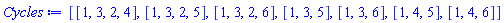 [[1, 3, 2, 4], [1, 3, 2, 5], [1, 3, 2, 6], [1, 3, 5], [1, 3, 6], [1, 4, 5], [1, 4, 6]]