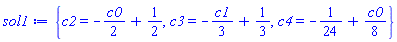 {c2 = -(1/2)*c0+1/2, c3 = -(1/3)*c1+1/3, c4 = -1/24+(1/8)*c0}