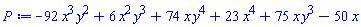-92*x^3*y^2+6*x^2*y^3+74*x*y^4+23*x^4+75*x*y^3-50*x