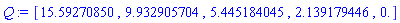 [15.59270850, 9.932905704, 5.445184045, 2.139179446, 0.]